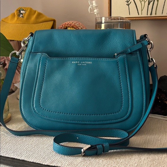 MARC JACOBS Empire City Teal Leather Messenger - Picture 1 of 12